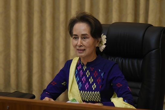State Counsellor reaches COVID-19 front-liners in Mon State on videoconference call