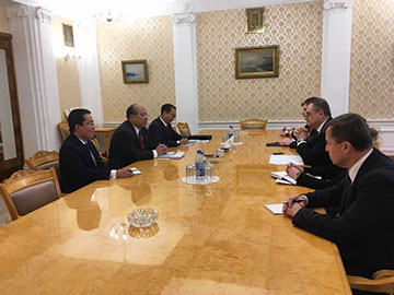 Union Minister H.E. U Thaung Tun Meets with Russian Deputy Foreign Minister H.E. Mr. Igor Morgulov