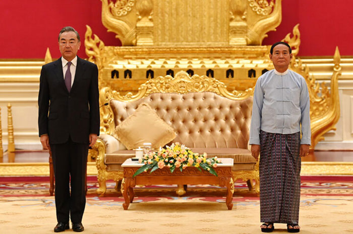 President U Win Myint Receives Chinese State Councilor and Foreign Minister