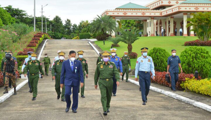 SAC Chairman Senior General Min Aung Hlaing sees off SAC Vice-Chairman Vice-Senior General Soe Win