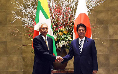 President Htin Kyaw, Japanese PM hold Talks