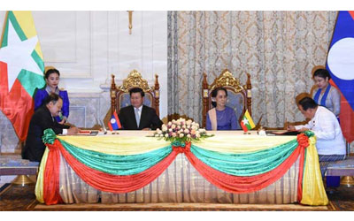 State Counsellor, Laotian PM witness signing of MoUs