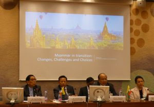 Union Minister U Thaung Tun briefs changes, challenges and choices of Myanmar at the side event on Understanding Myanmar: Efforts for Reconciliation and Peace