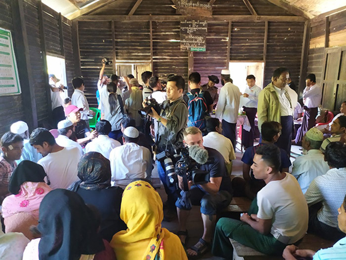 International media crews cover developments in Maungtaw villages