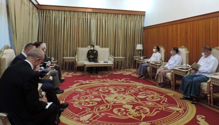 State Administration Council Chairman Prime Minister Senior General Min Aung Hlaing receives delegation from Russia-Myanmar Friendship and Cooperation Association