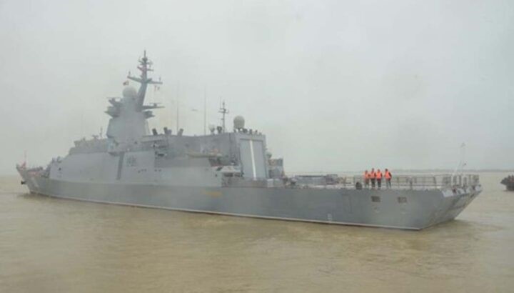 Russian Navy Warship on friendly voyage left Yangon